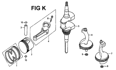 Fig-4 Diagram and Parts List for GXV340K2 Type DP2 Honda Engine