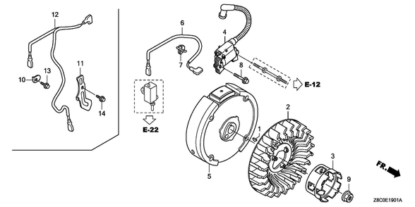 Part Location Diagram of 30500-Z8B-912 Honda Coil Assembly, Ignition (phelo