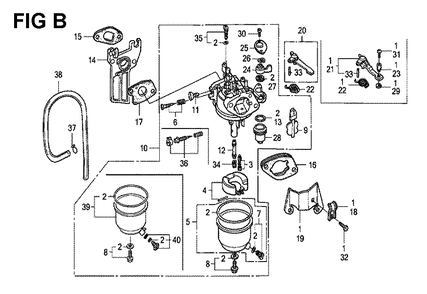 Fig-2 Diagram and Parts List for GX120K1 Type QA Honda Engine