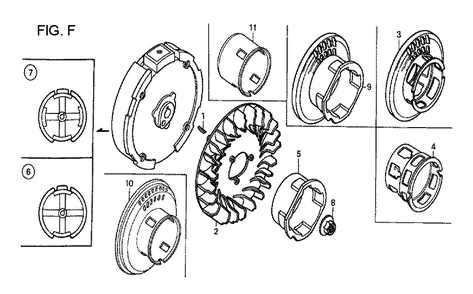 Fig-6 Diagram and Parts List for GX120T1 Type TX2 Honda Engine