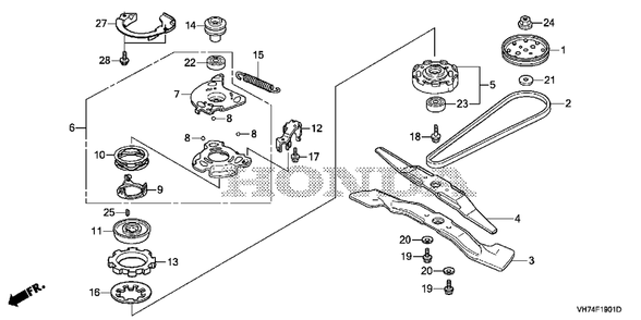 Part Location Diagram of 22431-VH7-T31 Honda V-belt (3l-38.6)