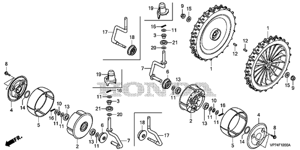 Wheel Diagram and Parts List for HRM310K1 (Type  EAA)(MBEF-2004274 - 9999999) Honda Lawn Mower