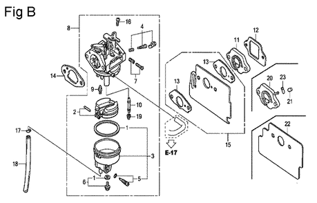 Fig-2 Diagram and Parts List for GC190A Type QHC Honda Engine