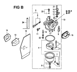 Fig-8 Diagram and Parts List for GXV160K1 Type N4 Honda Engine