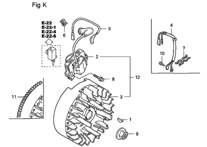 Fig-11 Diagram and Parts List for GC190A Type DHAF Honda Engine