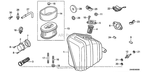 Other Parts (Muffler) Diagram and Parts List for GX120UT1 (typeKRSB)(GCAGT-1000001) Honda Engine