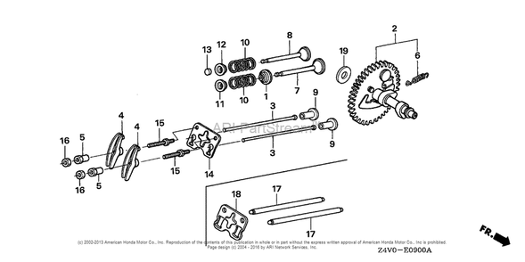 Camshaft Diagram and Parts List for GX200UT2 (typePXU)(GCBTT-1000001) Honda Engine