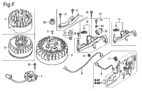 Fig-6 Diagram and Parts List for GCV160LA Type BHH Honda Engine