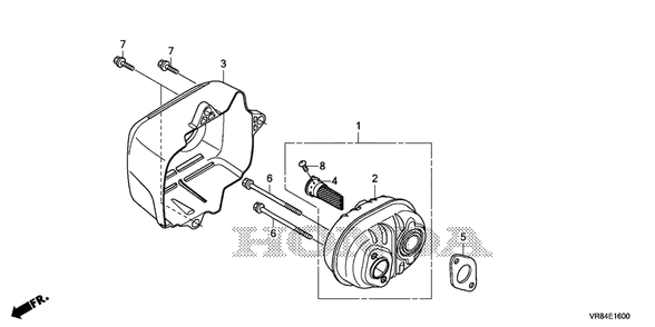 Muffler Diagram and Parts List for HRN216 (Type  VYAA)(MANA-1000001 - 9999999) Honda Lawn Mower
