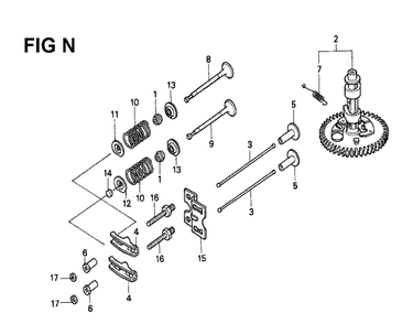 Fig-11 Diagram and Parts List for GXV340K1 Type DA Honda Engine