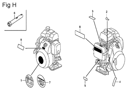 Fig-8 Diagram and Parts List for GX100U Type QAD Honda Engine