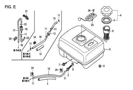 Fig-5 Diagram and Parts List for GX120T1 Type QD Honda Engine