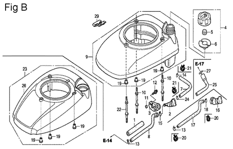 Fig-2 Diagram and Parts List for GSV190A Type S3A Honda Engine