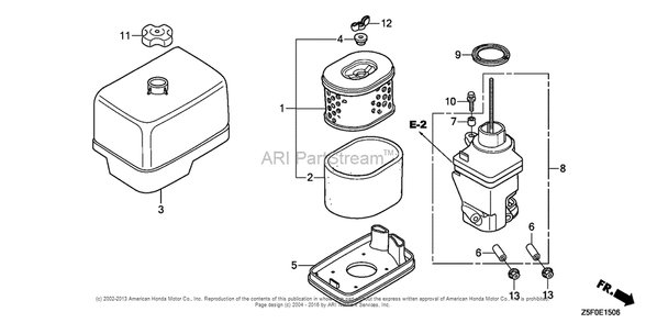 Air Cleaner (7) Diagram and Parts List for GX240U2 (typeQA2)(GCBPK-1000001) Honda Engine