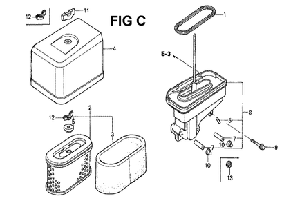Fig-13 Diagram and Parts List for GXV340K1 Type DN Honda Engine
