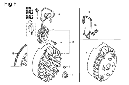 Fig-6 Diagram and Parts List for GC160 Type VXC Honda Engine