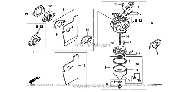 Carburetor Diagram and Parts List for GCV160LE (typeN7A1)(GJAAE-2075803) Honda Engine