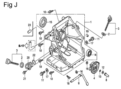 Fig-10 Diagram and Parts List for GC135 Type QHE Honda Engine