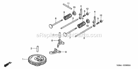 Camshaft Diagram and Parts List for FG100 Type AVIN# FZCV-6000001 to FZCV-9999999 Honda Tiller