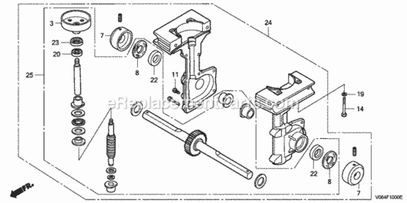 Transmission Diagram and Parts List for FG100 Type AVIN# FZCV-6000001 to FZCV-9999999 Honda Tiller