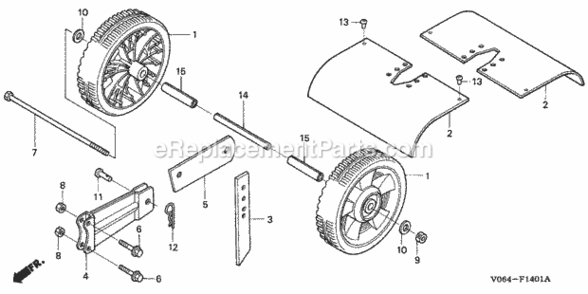 Fender + Wheel (6081152-) Diagram and Parts List for FG100 Type AVIN# FZCV-6000001 to FZCV-9999999 Honda Tiller