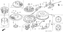 Part Location Diagram of 31100-ZE9-804 Honda Flywheel - Sel-4Pole