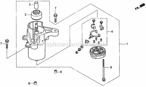 Starter Motor K1 Diagram and Parts List for H1011K1 Type SACVIN# MZAW-6100001 Honda Lawn Tractor