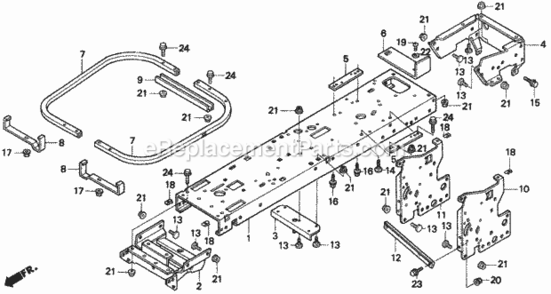 Frame Diagram and Parts List for H1011 Type SAVIN# MZAW-6000001 Honda Lawn Tractor