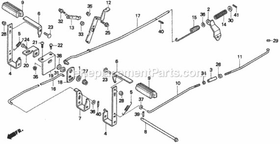 Pedal K0-K1 Diagram and Parts List for H1011 Type SAVIN# MZAW-6000001 Honda Lawn Tractor