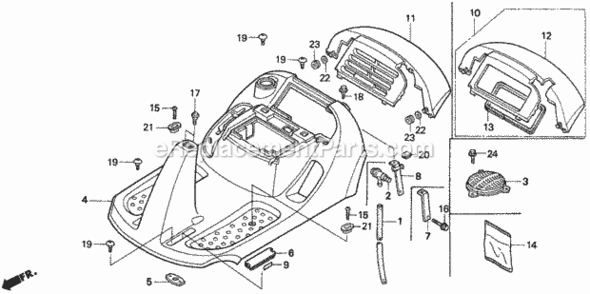 Platform Diagram and Parts List for H1011 Type SAVIN# MZAW-6000001 Honda Lawn Tractor