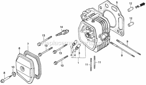 Cylinder Head Diagram and Parts List for H1011 Type SACVIN# MZAW-6000001 Honda Lawn Tractor