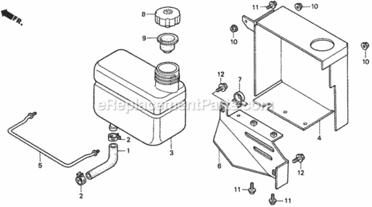 Oil Tank Diagram and Parts List for H2013HK1 Type SACVIN# MZBF-6100001 Honda Lawn Tractor