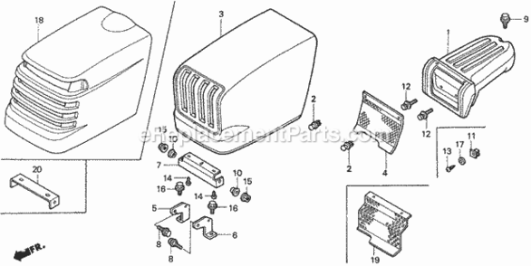 Hood Diagram and Parts List for H2013HK1 Type SDACVIN# MZBF-6100001 Honda Lawn Tractor