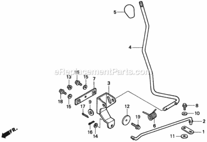 Change Lever 1 Diagram and Parts List for H2013K1 Type SACVIN# MZBF-6100001 Honda Lawn Tractor