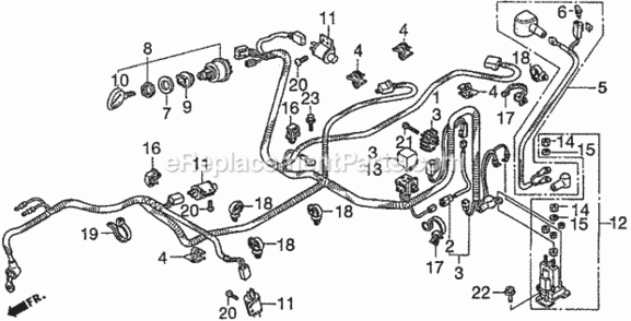 Wire Harness Diagram and Parts List for H2013K1 Type SDACVIN# MZBF-6100001 Honda Lawn Tractor