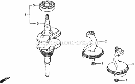 Crankshaft Diagram and Parts List for H2013K1 Type SDACVIN# MZBF-6100001 Honda Lawn Tractor