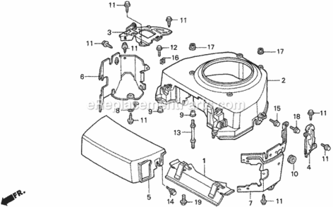 Fan Cover Diagram and Parts List for HA4120 Type H48AVIN# MZCJ-6000001 Honda Lawn Tractor