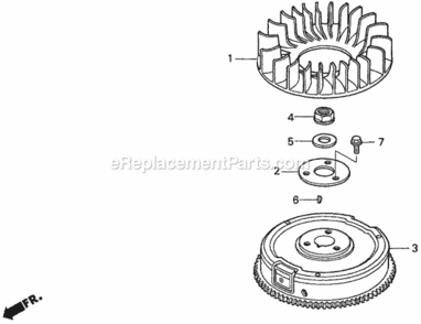 Flywheel Diagram and Parts List for HA4120 Type H48AVIN# MZCJ-6000001 Honda Lawn Tractor