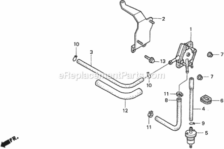 Fuel Pump Diagram and Parts List for HA4120 Type H48AVIN# MZCJ-6000001 Honda Lawn Tractor