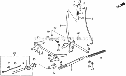 Height Adjusting Lever Diagram and Parts List for HA4120 Type H48AVIN# MZCJ-6000001 Honda Lawn Tractor