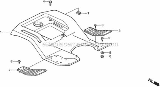 Rear Fender Diagram and Parts List for HA4120 Type H48AVIN# MZCJ-6000001 Honda Lawn Tractor