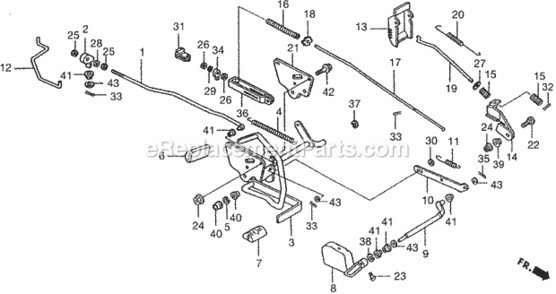 Brake Pedal Diagram and Parts List for HA4120 Type H48AVIN# MZCJ-6000001 Honda Lawn Tractor