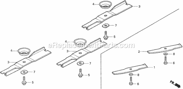 Rotary Blade Diagram and Parts List for HA4120 Type H48AVIN# MZCJ-6000001 Honda Lawn Tractor