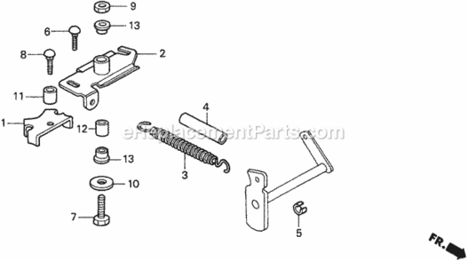 Tensioner Arm Diagram and Parts List for HA4120 Type H48AVIN# MZCJ-6000001 Honda Lawn Tractor
