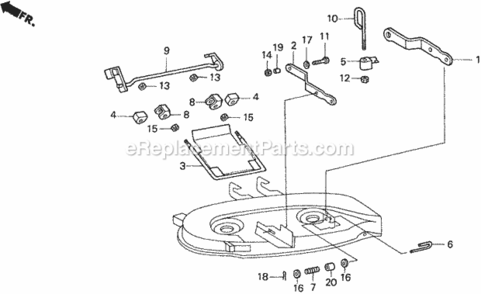Cutter Deck Link Diagram and Parts List for HA4120 Type H48AVIN# MZCJ-6000001 Honda Lawn Tractor