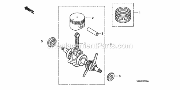 Crankshaft + Piston Diagram and Parts List for HHT25S Type LTAVIN# HAFA-1000001 to HAFA-9999999 Honda Trimmer