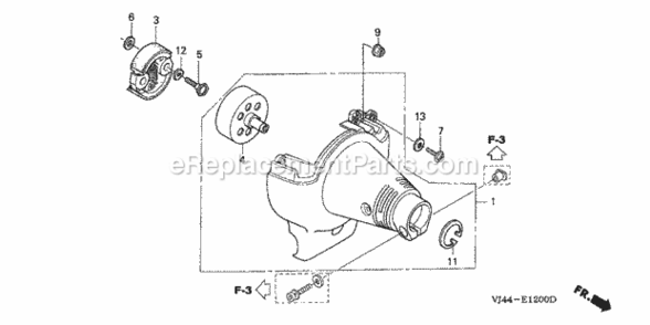 Fan Cover + Clutch Diagram and Parts List for HHT25S Type LTAVIN# HAFA-1000001 to HAFA-9999999 Honda Trimmer