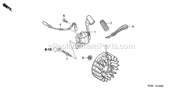 Flywheel + Ignition Coil Diagram and Parts List for HHT25S Type LTAVIN# HAFA-1000001 to HAFA-9999999 Honda Trimmer