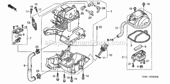 Crankcase Set Diagram and Parts List for HHT25S Type LTATVIN# HAFA-1000001 Honda Trimmer