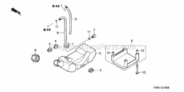 Fuel Tank Diagram and Parts List for HHT31S Type LTAVIN# HADA-1000001 to HADA-9999999 Honda Trimmer